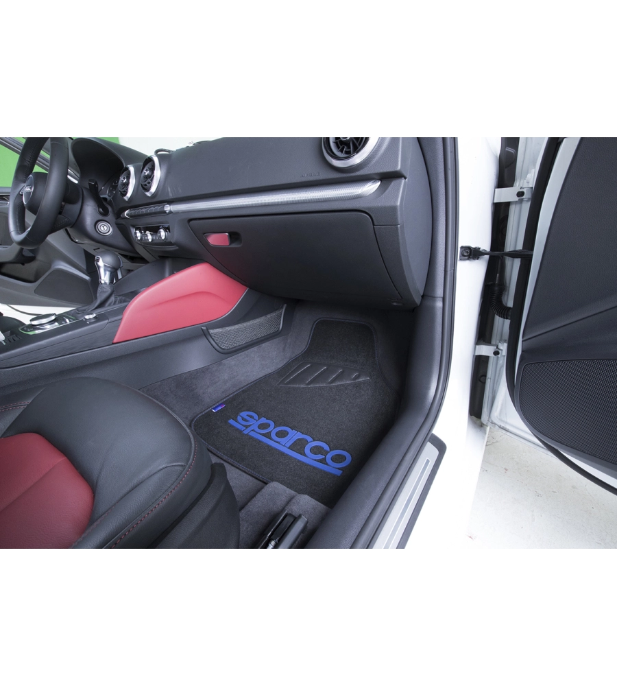 Set 4 tappetini neri e blu per auto sparco